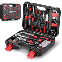 Load image into Gallery viewer, Eastvolt 128-Piece Home Repair Tool Set, Tool Sets for Homeowners, General Household Hand Tool Set with Storage Toolbox, EVHT12801, Black + Red (ASK01)