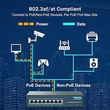 Load image into Gallery viewer, YuanLey 8 Port Gigabit PoE Switch, 8 PoE+ Ports 1000Mbps, 120W 802.3af/at, Metal Fanless Unmanaged Plug and Play