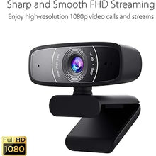 Load image into Gallery viewer, ASUS Webcam C3 1080p HD USB Camera - Beamforming Microphone, Tilt-Adjustable, 360 Degree Rotation, Wide Field of View, Compatible with Skype, Microsoft Teams and Zoom