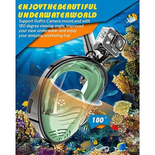 Load image into Gallery viewer, QingSong Full Face Snorkel Mask for Adults, Snorkeling Gear with Camera Mount, 180 Degree Panoramic View Snorkel Set Anti-Fog Anti-Leak