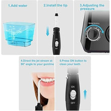 Load image into Gallery viewer, TUREWELL Water Flossing Oral Irrigator, 600ML Dental Teeth Cleaner 10 Adjustable Pressure, Electric Oral Flosser for Braces, 8 Replacement Jet Tips for Family (Black)