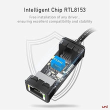 Load image into Gallery viewer, uni USB to Ethernet Adapter, Driver Free USB 3.0 to Gigabit Ethernet LAN Network Adapter, 100/1000 Mbps RJ45 Internet Adapter Compatible with Laptop, MacBook, Surface, PC with Windows, XP, Mac/Linux