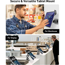 Load image into Gallery viewer, AboveTEK Tablet Wall Mount -360° Rotation iPad Wall Holder for Retail & Business, Anti Theft iPad Stand Fits 7"-11" Tablets Including iPad Pro/Air/Mini, Galaxy Tab - Security Lock & Key - (Black)