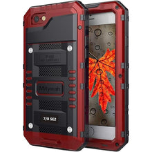 Load image into Gallery viewer, Mitywah Waterproof Case for iPhone SE 2020, Heavy Duty Military Grade Armor Metal Case, Full Body Protective Shockproof Dustproof Strong Rugged Thick Case for iPhone SE2, Red