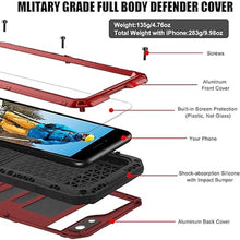 Load image into Gallery viewer, Mitywah Waterproof Case for iPhone SE 2020, Heavy Duty Military Grade Armor Metal Case, Full Body Protective Shockproof Dustproof Strong Rugged Thick Case for iPhone SE2, Red