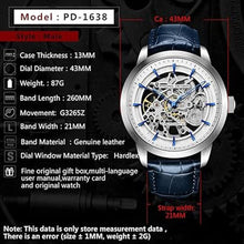Load image into Gallery viewer, Automatic Mens Watches Skeleton Mechanical Wrist Watch for Men Waterproof Genuine Leather Watchband Luxury Self-Winding Stainless Steel Analog Watch for Men Collection PAGANI DESIGN (blue silver 1638)