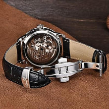 Load image into Gallery viewer, Automatic Mens Watches Skeleton Mechanical Wrist Watch for Men Waterproof Genuine Leather Watchband Luxury Self-Winding Stainless Steel Analog Watch for Men Collection PAGANI DESIGN (blue silver 1638)