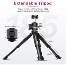 Load image into Gallery viewer, ULANZI Mini Camera Tripod with 360° Ball Head & Cold Shoe, Extendable Small Selfie Stick Tabletop Tripod Stand Handle Grip for Camera iPhone 11 Canon G7X Mark III Sony ZV-1 RX100 VII A6600 Vlogging