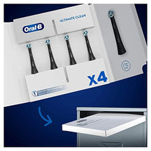 Load image into Gallery viewer, Oral-B iO Ultimate Clean Electric Toothbrush Head, Twisted & Angled Bristles for Deeper Plaque Removal, Pack of 4, Suitable for Mailbox, Black
