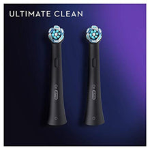 Load image into Gallery viewer, Oral-B iO Ultimate Clean Electric Toothbrush Head, Twisted & Angled Bristles for Deeper Plaque Removal, Pack of 2 Toothbrush Heads, Black