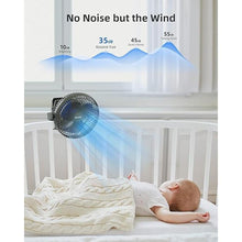 Load image into Gallery viewer, Koonie 10000mAh Rechargeable Portable Fan, 8-Inch Battery Operated Small Clip on Fan, USB Car Fan 4 Speeds, Sturdy Clamp for Office Desk Golf Cart Stroller Outdoor Travel Camping Tent Gym Treadmill