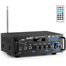 Load image into Gallery viewer, Moukey 2.0 Channel Stereo Bluetooth 5.0 Karaoke Amplifier, 300W Audio Stereo Receiver with RCA, USB, SD, 2 Mic Inputs, FM Radio, MAMP3
