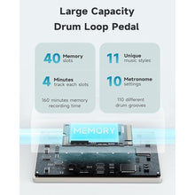 Load image into Gallery viewer, Donner Circle Looper Pedal Drum Machine, 2 in 1 Drum Looper Stereo Guitar Loop Pedals, 40 Slots 160 mins Loop with 110 Drum Grooves, Tap Tempo, Fade Out