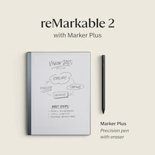 Load image into Gallery viewer, reMarkable Starter Bundle – reMarkable 2 is The Original Paper Tablet | Includes Black and White 10.3” Writing Tablet, Marker Plus Pen with Built-in Eraser