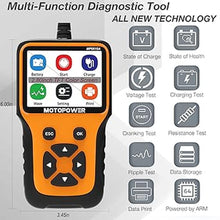 Load image into Gallery viewer, MOTOPOWER MP0515A 12V Car Battery Tester Automotive 100-2000 CCA Battery Load Tester Auto Cranking and Charging System Tester