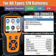 Load image into Gallery viewer, MOTOPOWER MP0515A 12V Car Battery Tester Automotive 100-2000 CCA Battery Load Tester Auto Cranking and Charging System Tester