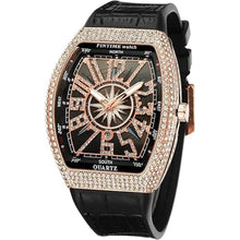 Load image into Gallery viewer, FANMIS Mens Skull Big Face Watches Rectangle Punk Diamond Dial Leather Strap Calendar Quartz Sports Wrist Watch