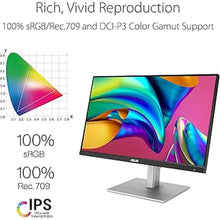 Load image into Gallery viewer, ASUS ProArt Display 27" Monitor - WQHD (2560 x 1440), IPS, 100% sRGB, 100% Rec. 709, ?E < 2, Calman Verified, USB Hub, USB-C, Daisy-chaining, HDMI, Compatible With Laptop & Mac Monitor - PA278CV