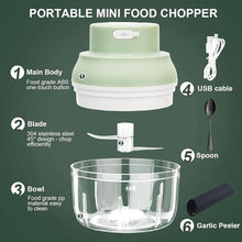 Load image into Gallery viewer, Electric Garlic Chopper Mini, Garlic Masher Crusher, Food Processor Small with Garlic Peeler And Spoon (100ML/3.3FL OZ, Green) 3.1 * 3.1 * 3.9 IN