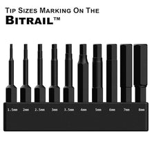 Load image into Gallery viewer, Metric Hex Bit Set, Railer 10-Piece Hex Head Allen Wrench Screwdriver Bit Set. S2 Steel Impact Driver 2" Hex MM Bits for Furniture Screws