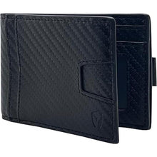Load image into Gallery viewer, Bryker Hyde Slim Vertical Bifold RFID Blocking Full Grain leather Wallet for Men, Front Pocket, Bill/Receipt pocket and Pull Tab Card Slot (Carbon Fiber Black w/Pull Out Card Pocket)