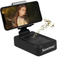 Load image into Gallery viewer, Cell Phone Stand with Wireless Bluetooth Speaker Compatible for Any Smartphones,Anti-Slip Design Phone Holder with HD Surround Sound Bluetooth Speaker for Home,Office,Outdoor