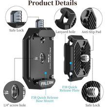 Load image into Gallery viewer, ULANZI F38 Camera Quick Release Plate w 1/4" to 3/8" Screw Thread, Quick Release System QR Plate Camera Tripod Mount Adapter for Sony Canon Monopod DSLR Stabilizer Slider DJI Switch Between Stablizer