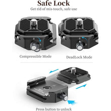 Load image into Gallery viewer, ULANZI F38 Camera Quick Release Plate w 1/4" to 3/8" Screw Thread, Quick Release System QR Plate Camera Tripod Mount Adapter for Sony Canon Monopod DSLR Stabilizer Slider DJI Switch Between Stablizer