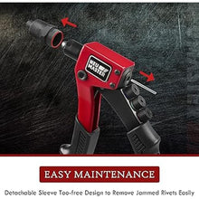 Load image into Gallery viewer, NEU MASTER Rivet Gun with 200Pcs Rivets, Manual Rivet Gun Kit with 4 Tool-Free Interchangeable Rivet Heads, BMC Case, Heavy Duty Single Hand Riveter for Plastic, Metal, Leather