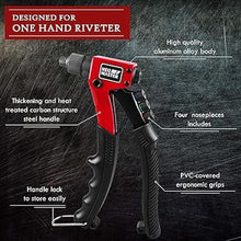 Load image into Gallery viewer, NEU MASTER Rivet Gun with 200Pcs Rivets, Manual Rivet Gun Kit with 4 Tool-Free Interchangeable Rivet Heads, BMC Case, Heavy Duty Single Hand Riveter for Plastic, Metal, Leather