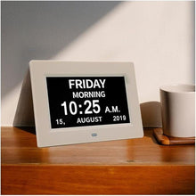 Load image into Gallery viewer, 3 Colors Extra Large Impaired Vision Digital Clock with Day and Date for Elderly Calendar Day Clock Auto Dimmable Clock with Non-Abbreviated Year & Month Alarm Clock (7 inch White)