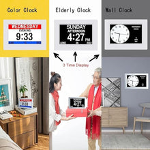 Load image into Gallery viewer, 3 Colors Extra Large Impaired Vision Digital Clock with Day and Date for Elderly Calendar Day Clock Auto Dimmable Clock with Non-Abbreviated Year & Month Alarm Clock (7 inch White)