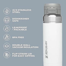 Load image into Gallery viewer, Stanley Quick Flip GO Water Bottle 24 oz | Push Button Lid | Leakproof and Packable for Travel and Sports | Insulated Stainless Steel | BPA-Free | Polar