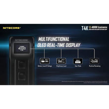 Load image into Gallery viewer, Nitecore T4K Keychain EDC Flashlight, 4000 Lumen LED Super Bright and USB-C Rechargeable with LumenTac Organizer
