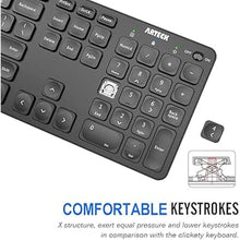Load image into Gallery viewer, Arteck 2.4G Wireless Keyboard Ultra Slim Full Size Keyboard with Numeric Keypad and Media Hotkey for Computer/Desktop/PC/Laptop/Surface/Smart TV and Windows 10/8/ 7 Built-in Rechargeable Battery