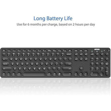 Load image into Gallery viewer, Arteck 2.4G Wireless Keyboard Ultra Slim Full Size Keyboard with Numeric Keypad and Media Hotkey for Computer/Desktop/PC/Laptop/Surface/Smart TV and Windows 10/8/ 7 Built-in Rechargeable Battery