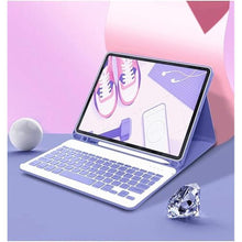 Load image into Gallery viewer, AnMengXinLing Keyboard Case for iPad Mini 5 with Mouse, Detachable Wireless Bluetooth Keyboard Pencil Holder Slim Leather Smart Cover for iPad Mini 5th Gen 2019, Purple