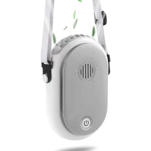 Load image into Gallery viewer, Portable Hanging Neck Fan Wearable Personal Fan Battery Operated USB Rechargeable 3 Speed Mini Handheld Air Conditioning Cooling Refrigeration Necklace Fan for Women Eyelash Camping Outdoor(White))