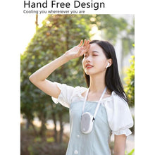 Load image into Gallery viewer, Portable Hanging Neck Fan Wearable Personal Fan Battery Operated USB Rechargeable 3 Speed Mini Handheld Air Conditioning Cooling Refrigeration Necklace Fan for Women Eyelash Camping Outdoor(White))