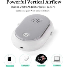 Load image into Gallery viewer, Portable Hanging Neck Fan Wearable Personal Fan Battery Operated USB Rechargeable 3 Speed Mini Handheld Air Conditioning Cooling Refrigeration Necklace Fan for Women Eyelash Camping Outdoor(White))