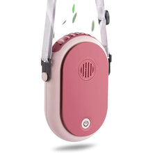 Load image into Gallery viewer, Portable Hanging Neck Fan Wearable Personal Fan Battery Operated USB Rechargeable 3 Speed Mini Handheld Air Conditioning Cooling Refrigeration Necklace Fan for Women Eyelash Camping Outdoor (pink)