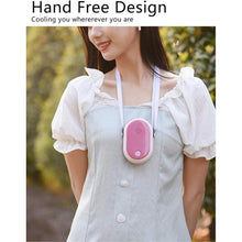 Load image into Gallery viewer, Portable Hanging Neck Fan Wearable Personal Fan Battery Operated USB Rechargeable 3 Speed Mini Handheld Air Conditioning Cooling Refrigeration Necklace Fan for Women Eyelash Camping Outdoor (pink)