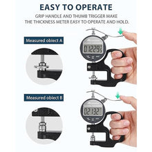 Load image into Gallery viewer, Digital Thickness Gauge 0.001mm/0.00005" | 0-12.7mm/0.5" Electronic Micrometer Thickness Meter with LCD Display, Unit Conversion, Storage Case, Extra Battery