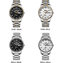 Load image into Gallery viewer, BOSCK Men's Watch, 40 mm Analogue Waterproof Business Stainless Steel Wrist Watches with Date and Day Easy to Read Anti-Scratch Fashion Watch for Men, Gold-Silver, Bracelet