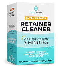 Load image into Gallery viewer, Retainer Cleaner Tablets 120 - Invisalign Cleaner FSA HSA Approved Denture Cleaner. Efferdent Retainer Cleaner Tablets, Night Guard, Mouth Guards, Aligners & Dental Appliance Cleaner - 4 Month Supply.