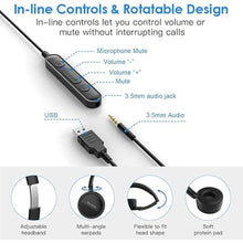 Load image into Gallery viewer, Discover D312U Dual Speaker Headset with USB and 3.5mm Connection- Compatible with Computer Apps Like Microsoft Teams, Zoom, RingCentral, Cisco, Avaya and Cell Phones with a 3.5mm Port