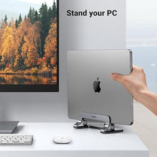 Load image into Gallery viewer, UGREEN Vertical Laptop Stand Holder for Desk Compatible with MacBook Pro, MacBook Air Stand Vertical Aluminum Adjustable for Up to 17.3 Inch Gaming Laptop, Gray