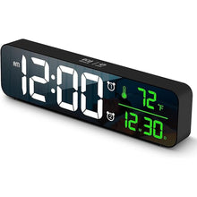 Load image into Gallery viewer, Digital Large Display Alarm Clock for Living Room Office Bedroom Decor LED Electronic Date Temp Display Wall Electric Clocks Automatic Brightness Dimmer Smart Cool Modern Desk Accessories Black