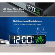 Load image into Gallery viewer, Digital Large Display Alarm Clock for Living Room Office Bedroom Decor LED Electronic Date Temp Display Wall Electric Clocks Automatic Brightness Dimmer Smart Cool Modern Desk Accessories Black