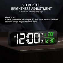 Load image into Gallery viewer, Digital Large Display Alarm Clock for Living Room Office Bedroom Decor LED Electronic Date Temp Display Wall Electric Clocks Automatic Brightness Dimmer Smart Cool Modern Desk Accessories Black